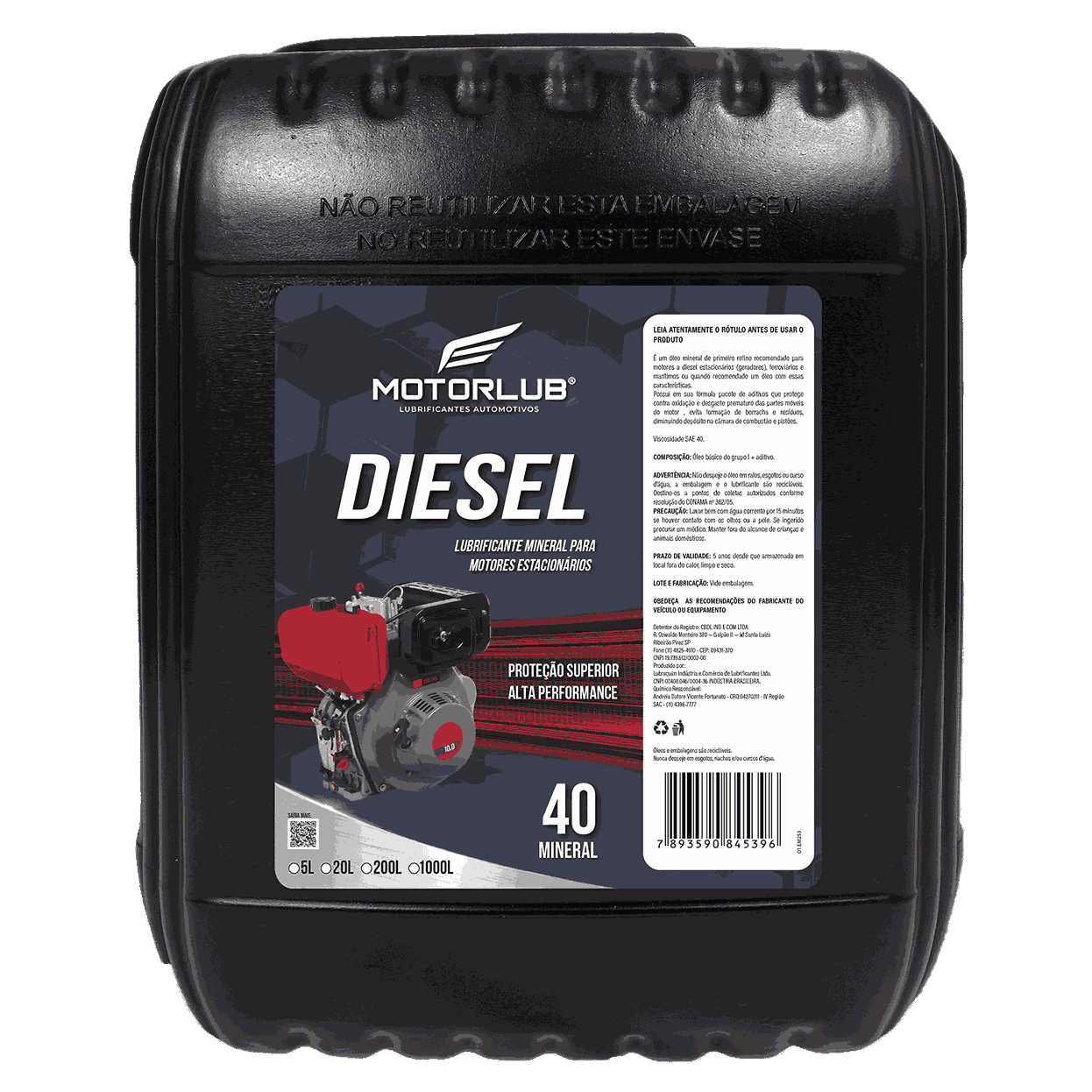 Motorlub Óleo Mineral Estacionário Diesel 40