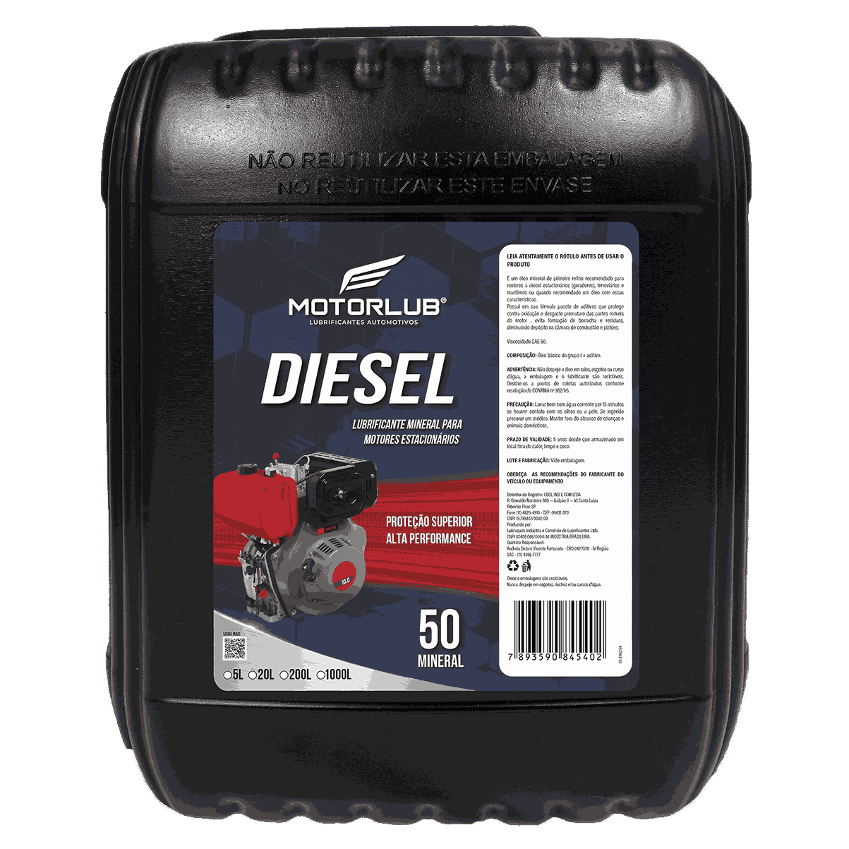 Motorlub Óleo Mineral Estacionário Diesel 50