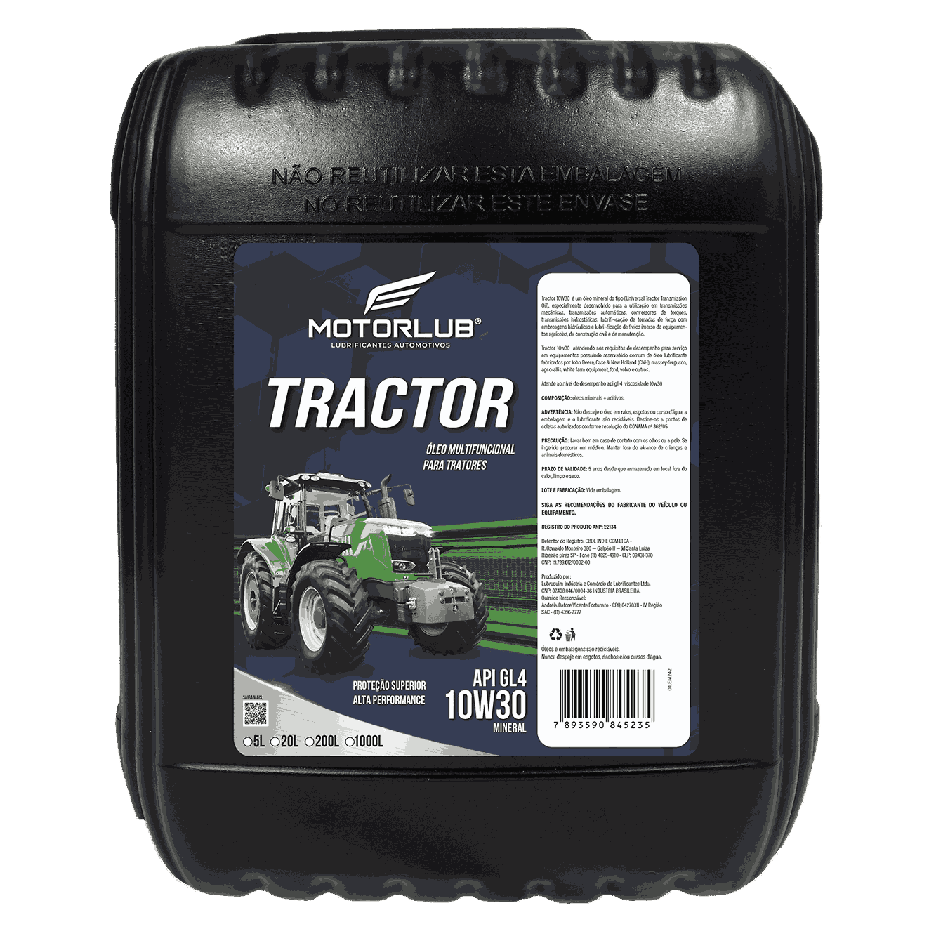 MOTORLUB MINERAL TRACTOR 10W30 GL4